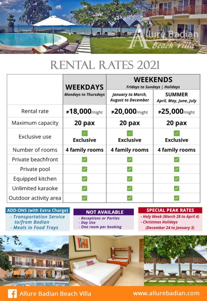 allure badian beach villa room rates